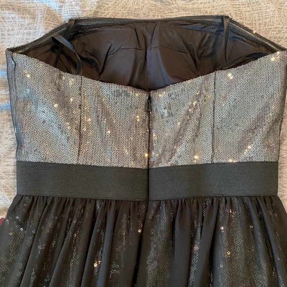 Silver Sequin and black strapless cocktail dress. Worn once. No tears or stains. - Picture 5 of 6